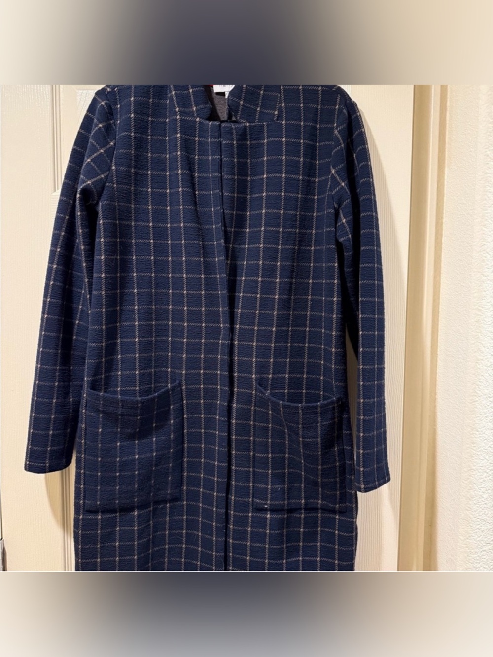 Harlyn Women’s Blue Checkered Blazer Jacket with Classic Collar Size XS